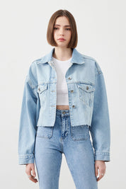 Ra Denim-Opia Crop Oversize Fit Light Blue Women’s Denim Jacket-1