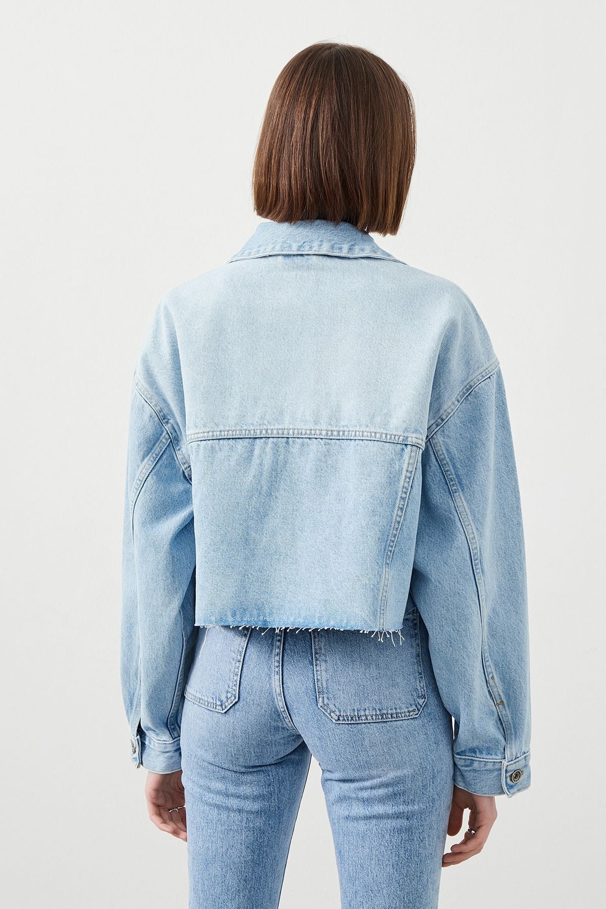 Ra Denim-Opia Crop Oversize Fit Light Blue Women’s Denim Jacket-4
