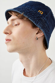 Ra Denim-Ra Embroidery Dark Blue Unisex Bucket Hat-3