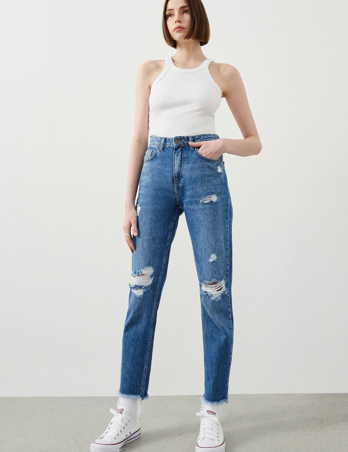 Ra Denim-Arte Mom Fit Blue Destroyed Women’s Jeans-2