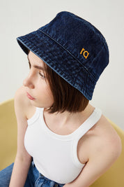 Ra Denim-Ra Embroidery Dark Blue Unisex Bucket Hat-1