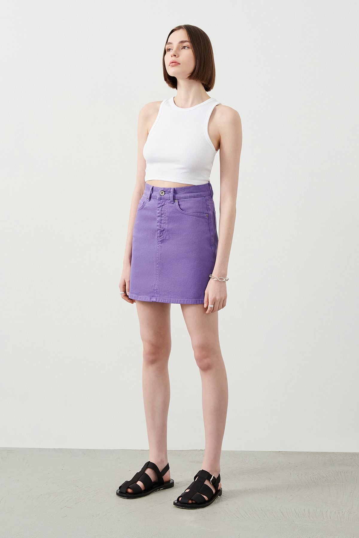 Ra Denim-Violet Slim Fit Purple Women’s Skirt-2