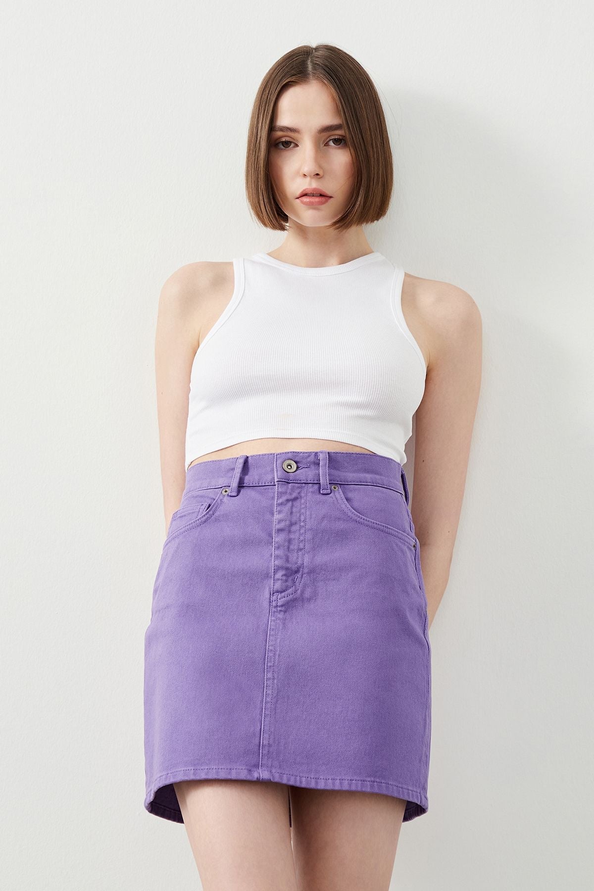 Ra Denim-Violet Slim Fit Purple Women’s Skirt-1