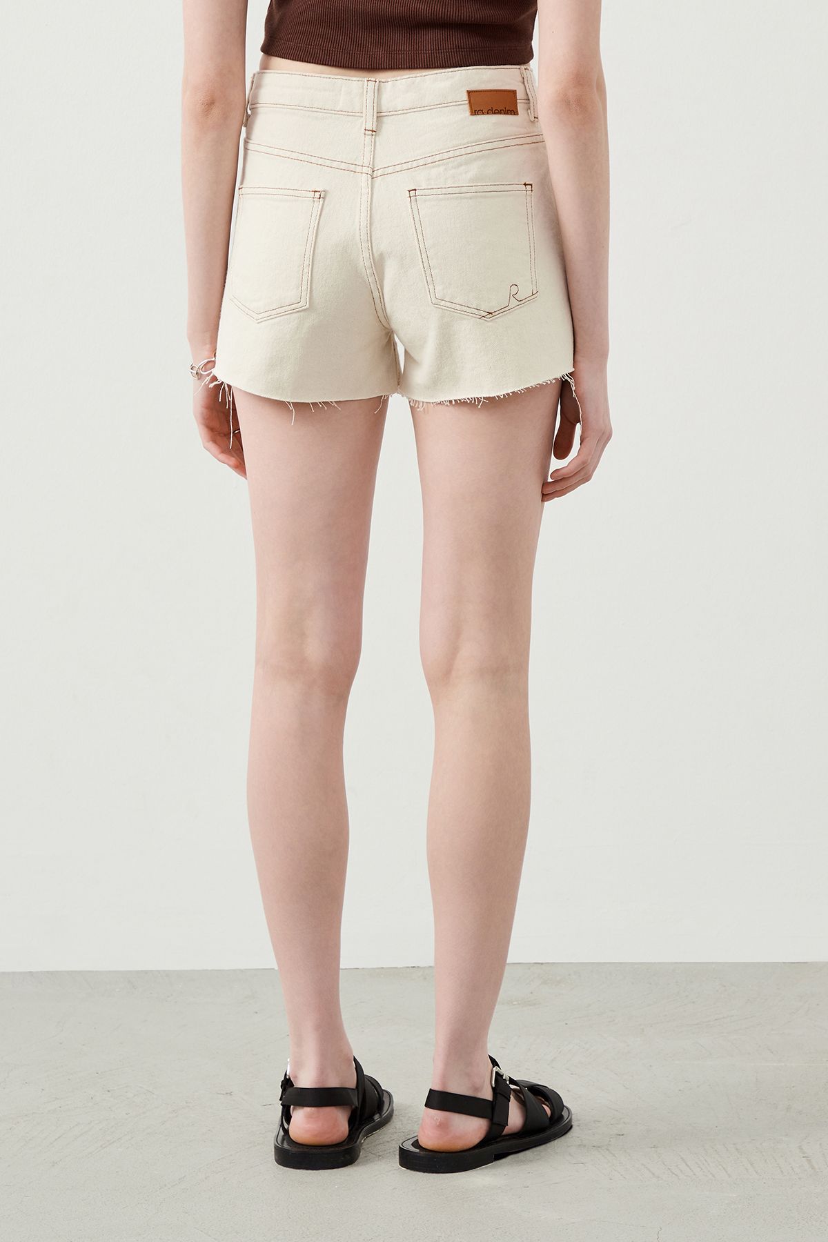  Ra Denim-Ruhe Ecru Natural Fabric Women’s Denim Shorts-4