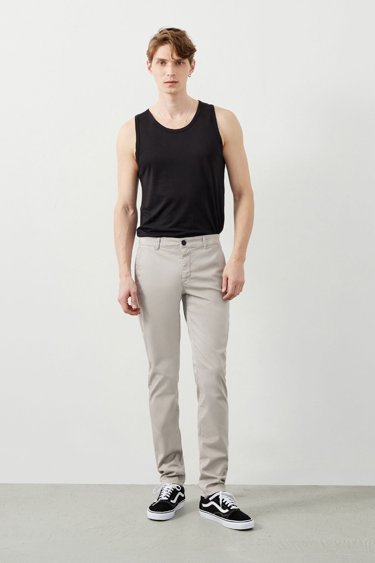 Menswear male model in RA Denim AF Chinos
