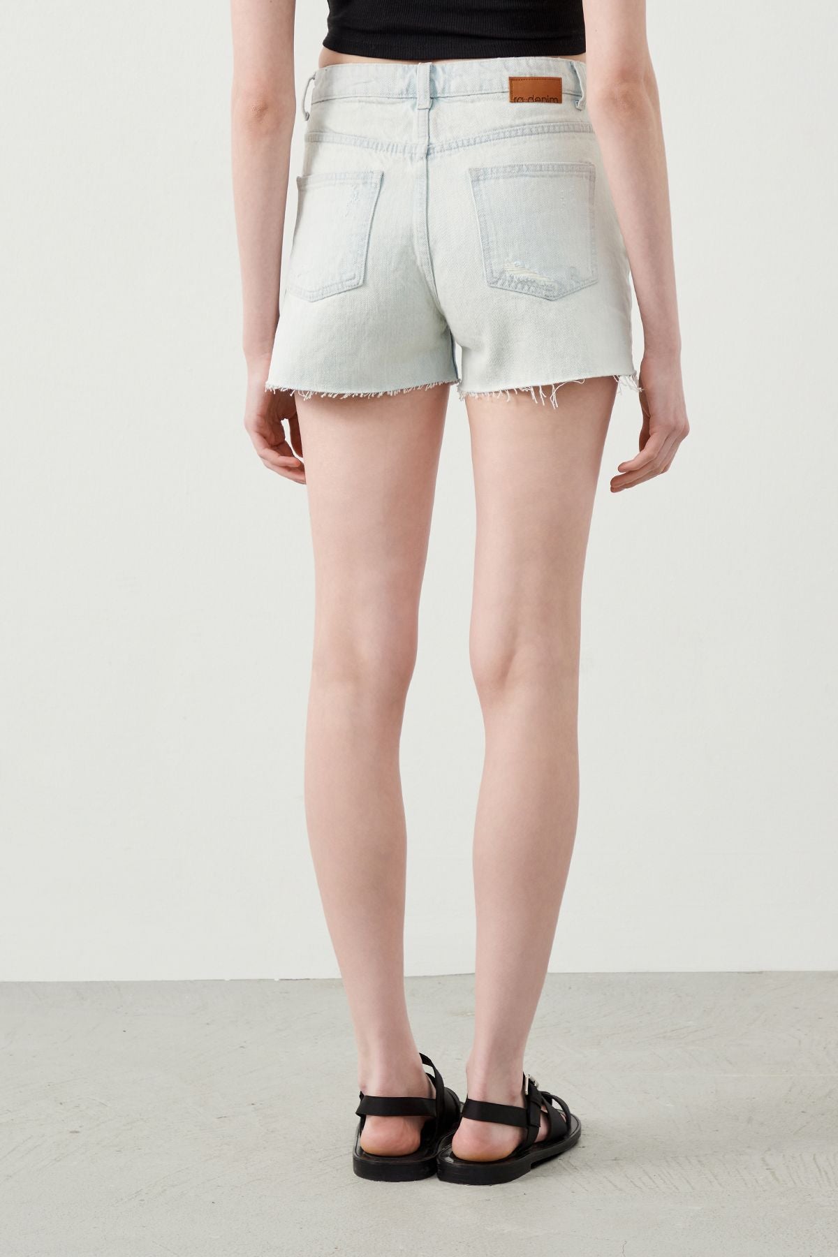 Ra Denim-Ruhe Light Blue Destroyed Women’s Denim Shorts-4