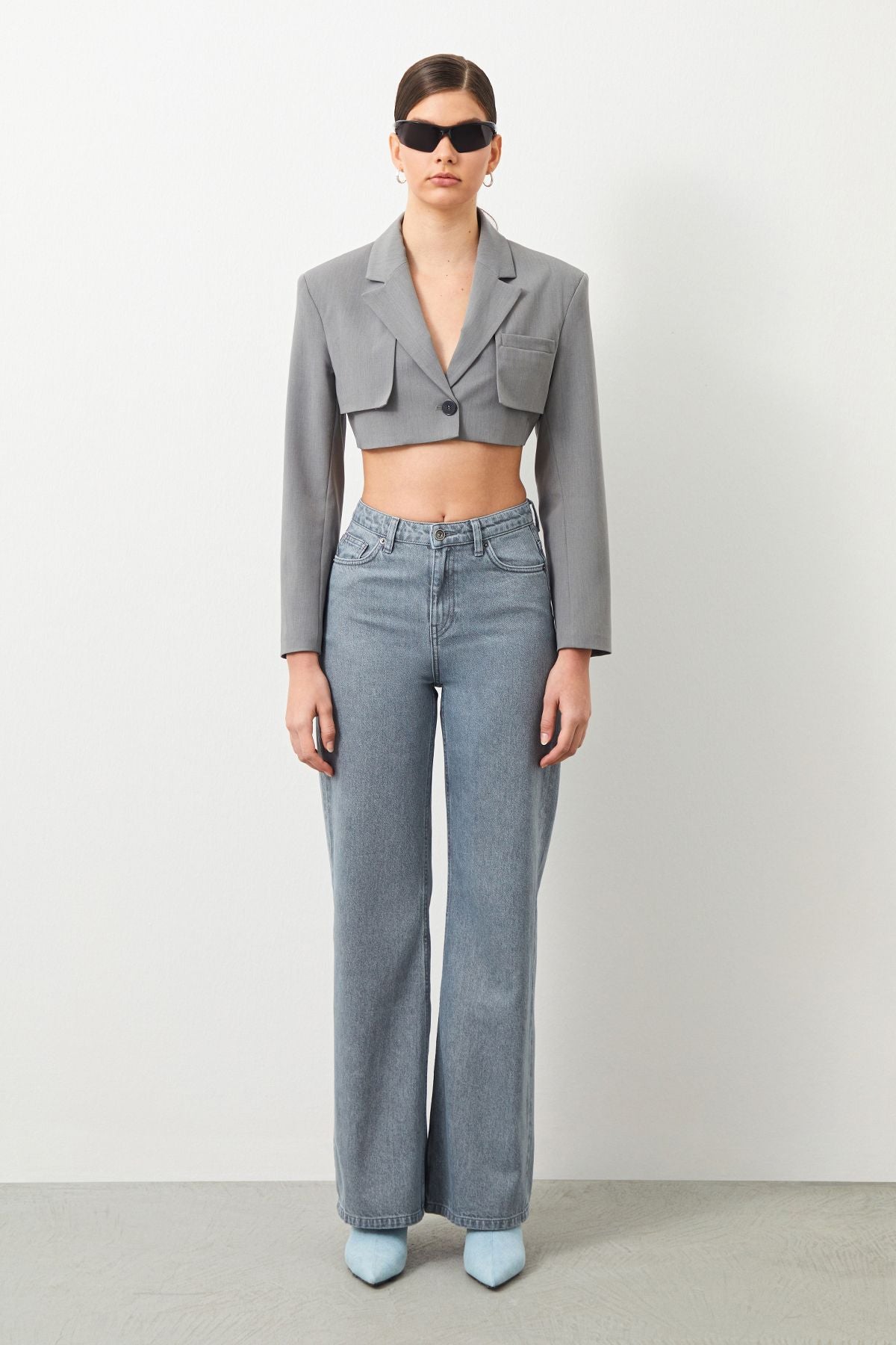 Ra Denim-Odin Wide Leg Fit Gray Women's Jeans-1