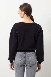 Ra Denim-Vita Crop Oversize Black Women's Sweatshirt-3