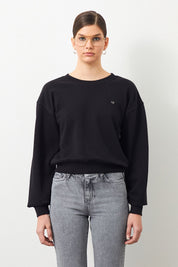 Ra Denim-Vita Crop Oversize Black Women's Sweatshirt-1