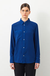 Ra Denim-Signy Regular Fit Navy Blue Women's Tencel Shirt-1