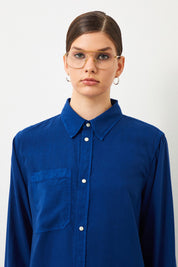 Ra Denim-Signy Regular Fit Navy Blue Women's Tencel Shirt-3
