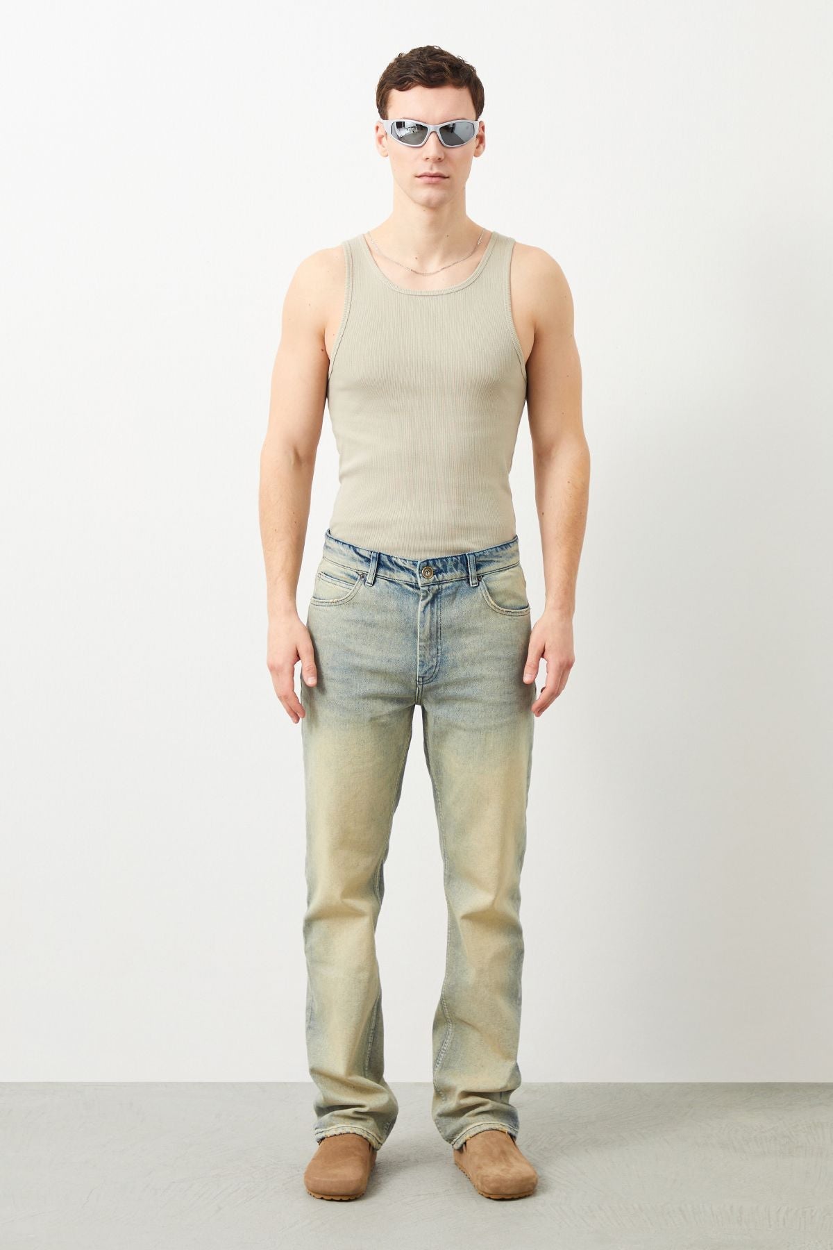  Ra Denim-Drej Loose Fit Beige Men's Jeans-1