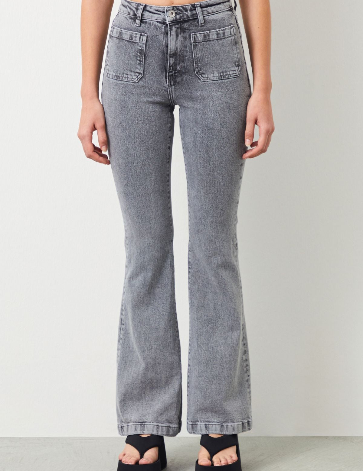 Ra Denim-Canva Flare Fit Grey Women's Jeans-2