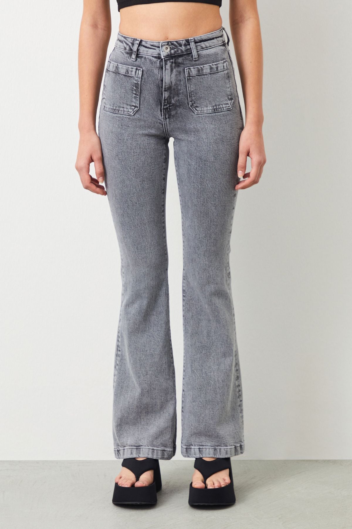  Ra Denim-Canva Flare Fit Grey Women's Jeans-2