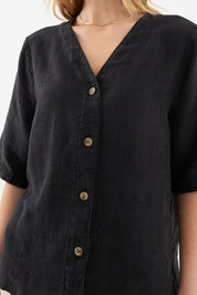Sora Oversize Fit Black Women's Linen Shirt Product vendor