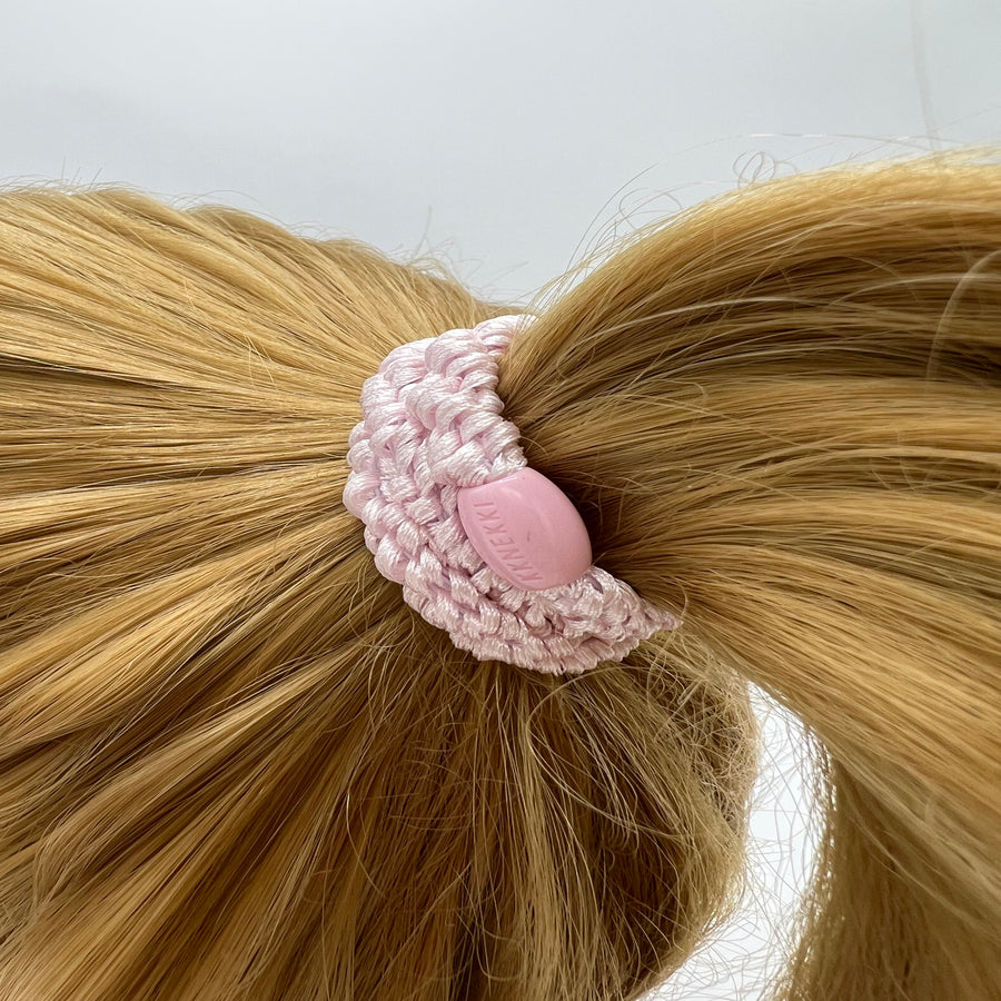 Chic ponytail secured with Kknekki Ballet Pink Hair Elastic – Soft, gentle hold with no breakage