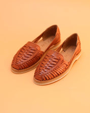 Traditional handmade SAHUAYO huaraches braided in  natural brown leather by MEXAS