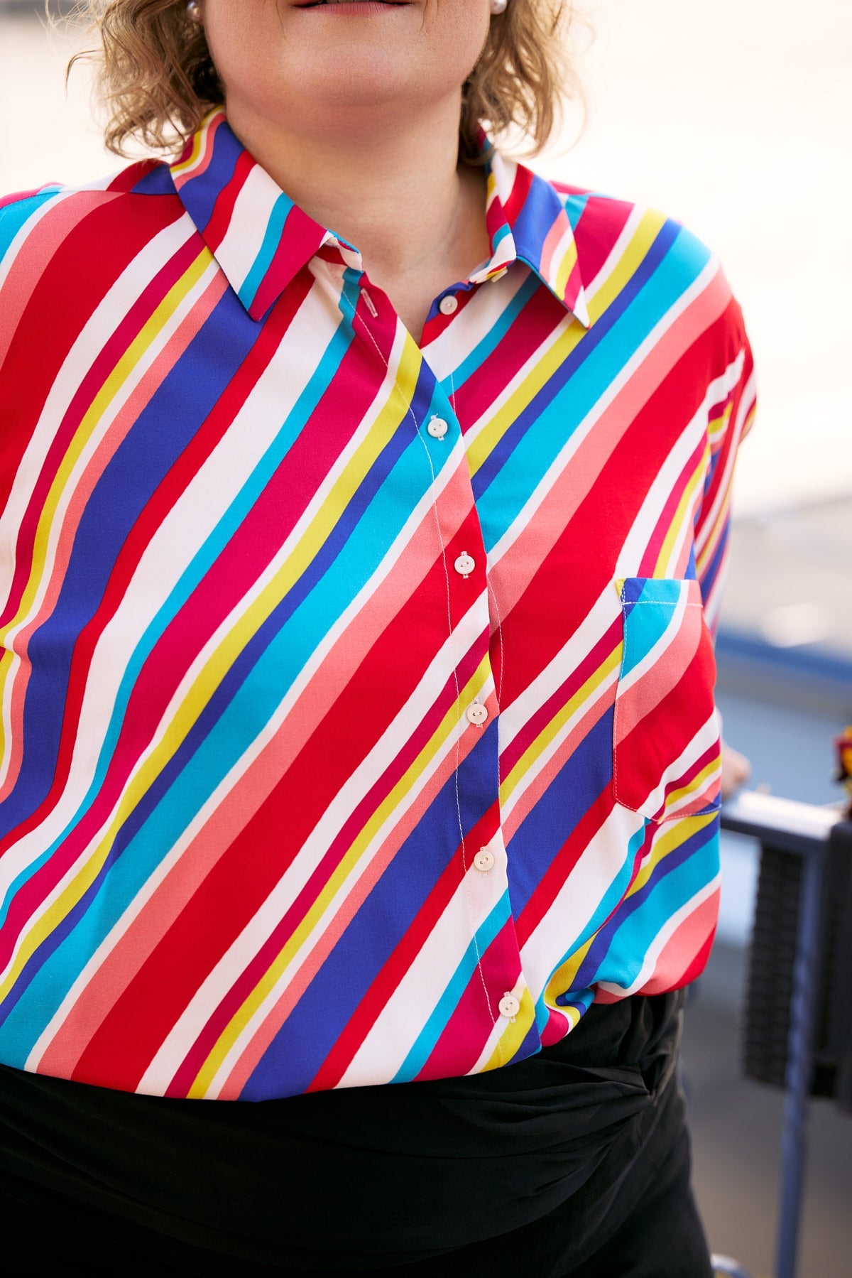 Bright pattern of comfortable and eco-friendly women's shirt.