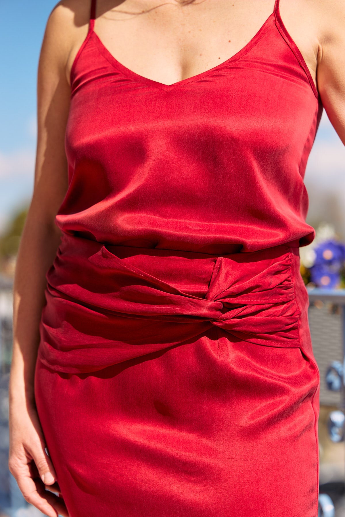 Burgundy red mini Katya cupro skirt