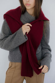 Wide Sleeves Grey Cashmere Sweater by Nuage Cashmere, crafted from 100% Cariaggi cashmere, featuring a relaxed fit and long wide sleeves for a stylish, cozy look.