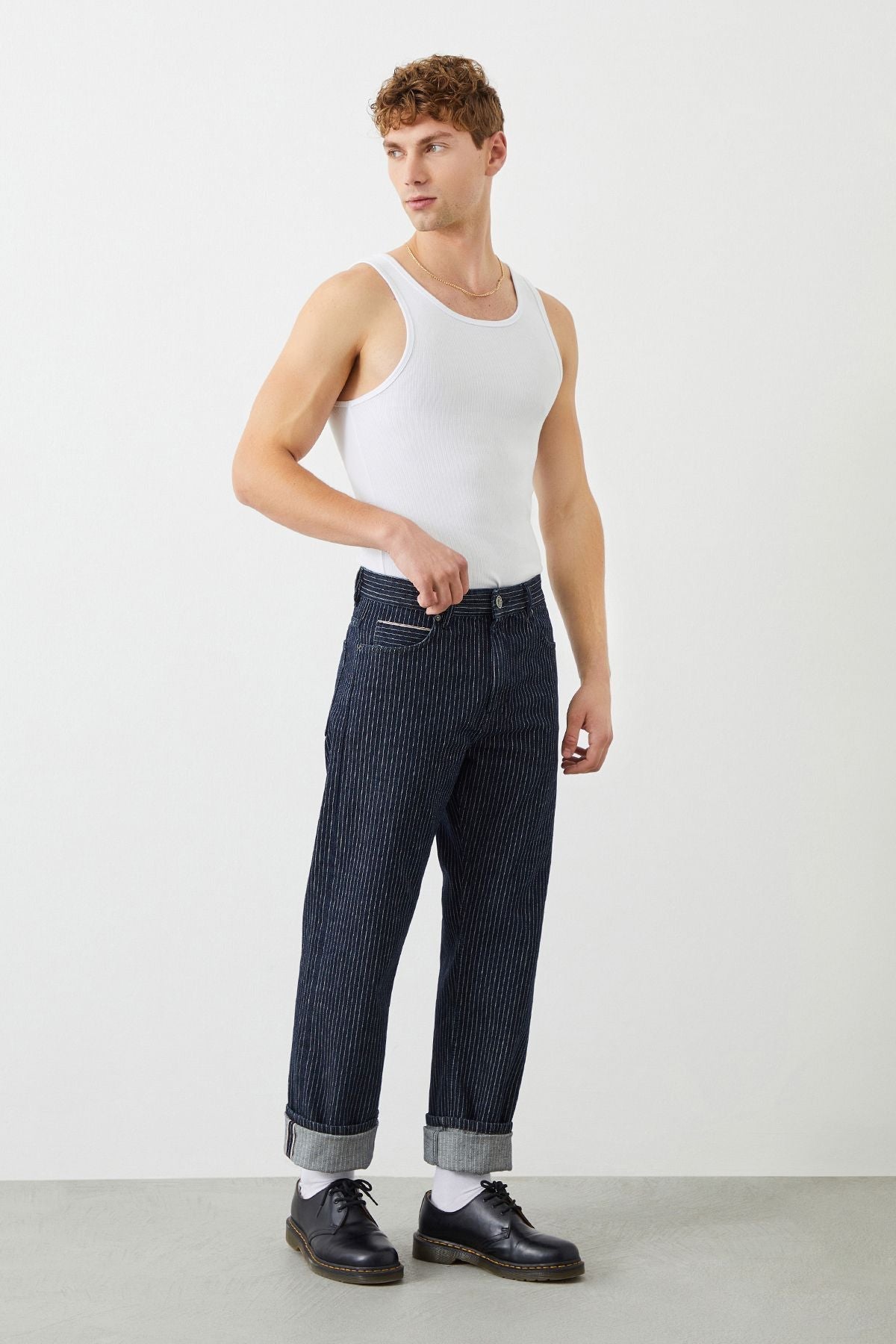  Ra Denim-Drej Loose Fit Striped Selvedge Men's Jeans-2