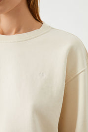 Ra Denim-Vita Crop Oversize Ecru Women's Sweatshirt-5