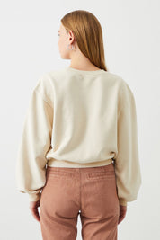 Ra Denim-Vita Crop Oversize Ecru Women's Sweatshirt-4
