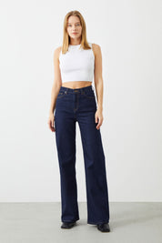 Ra Denim-Odin Wide Leg Fit Dark Blue Women's Jeans-2