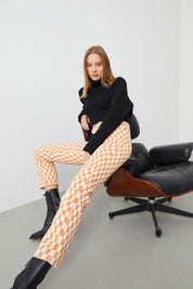 Mira Boyfriend Fit Checkered Jeans with a casual top for everyday comfort