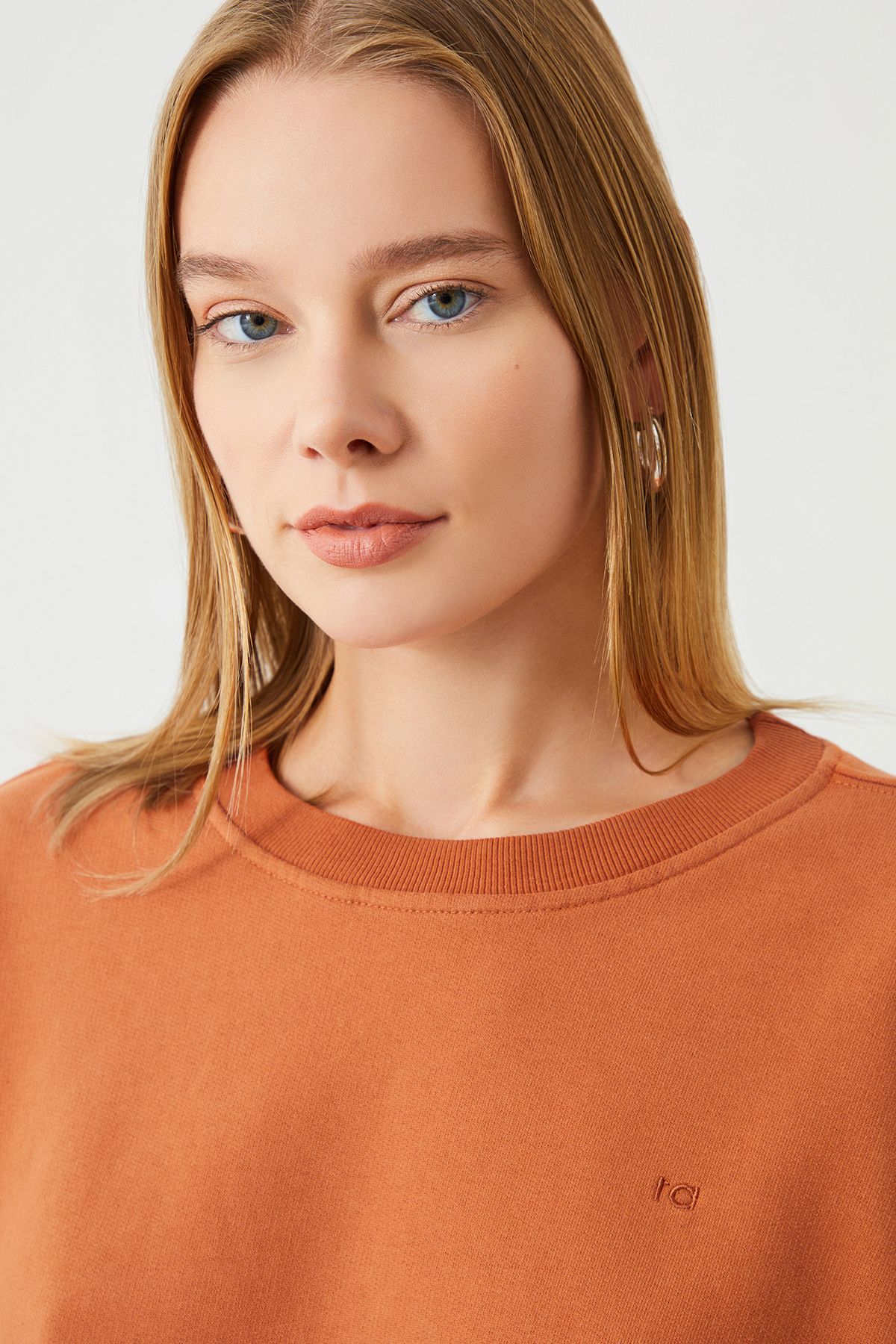  Ra Denim-Vita  Crop Oversize Orange Women's Sweatshirt-2