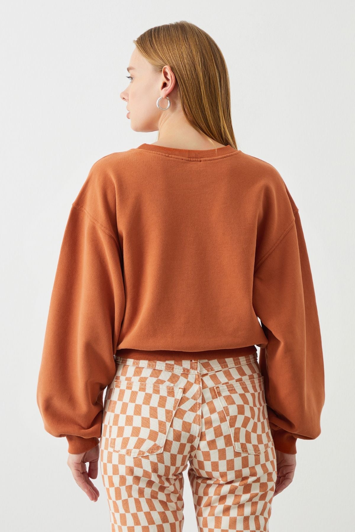 Ra Denim-Vita  Crop Oversize Orange Women's Sweatshirt