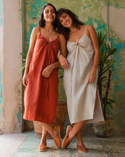 SAHUAYO Natural Brown Shoes styled with a casual summer dress