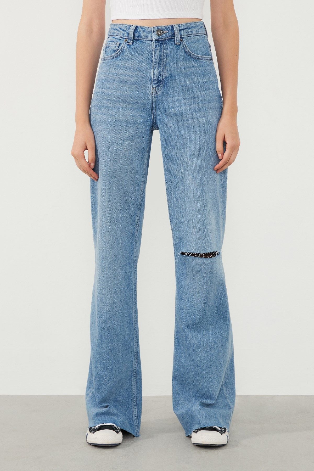 Ra Denim-Odin Wide Leg Fit Blue Destroyed Women’s Jeans-3