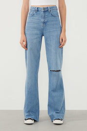 Ra Denim-Odin Wide Leg Fit Blue Destroyed Women’s Jeans-3