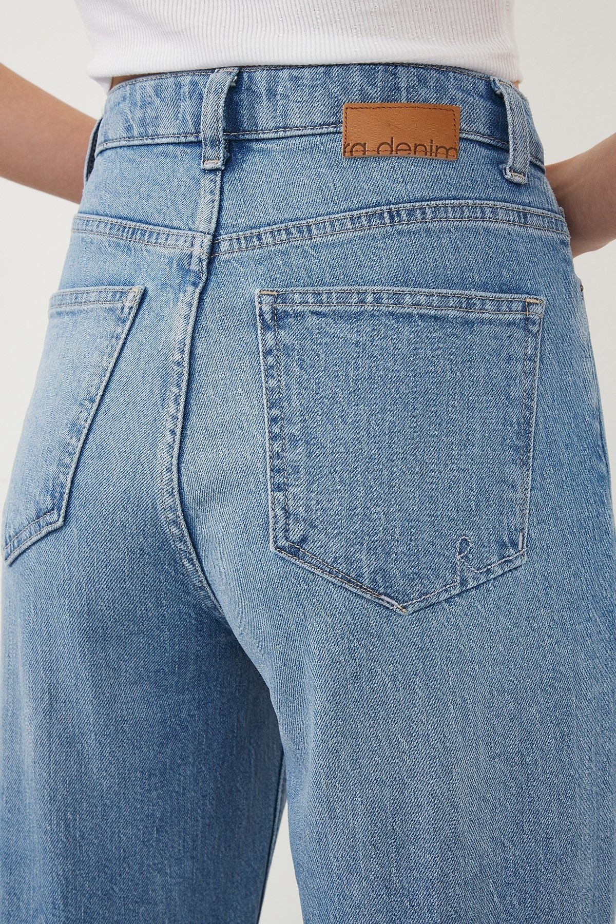 Ra Denim-Odin Wide Leg Fit Blue Destroyed Women’s Jeans-6