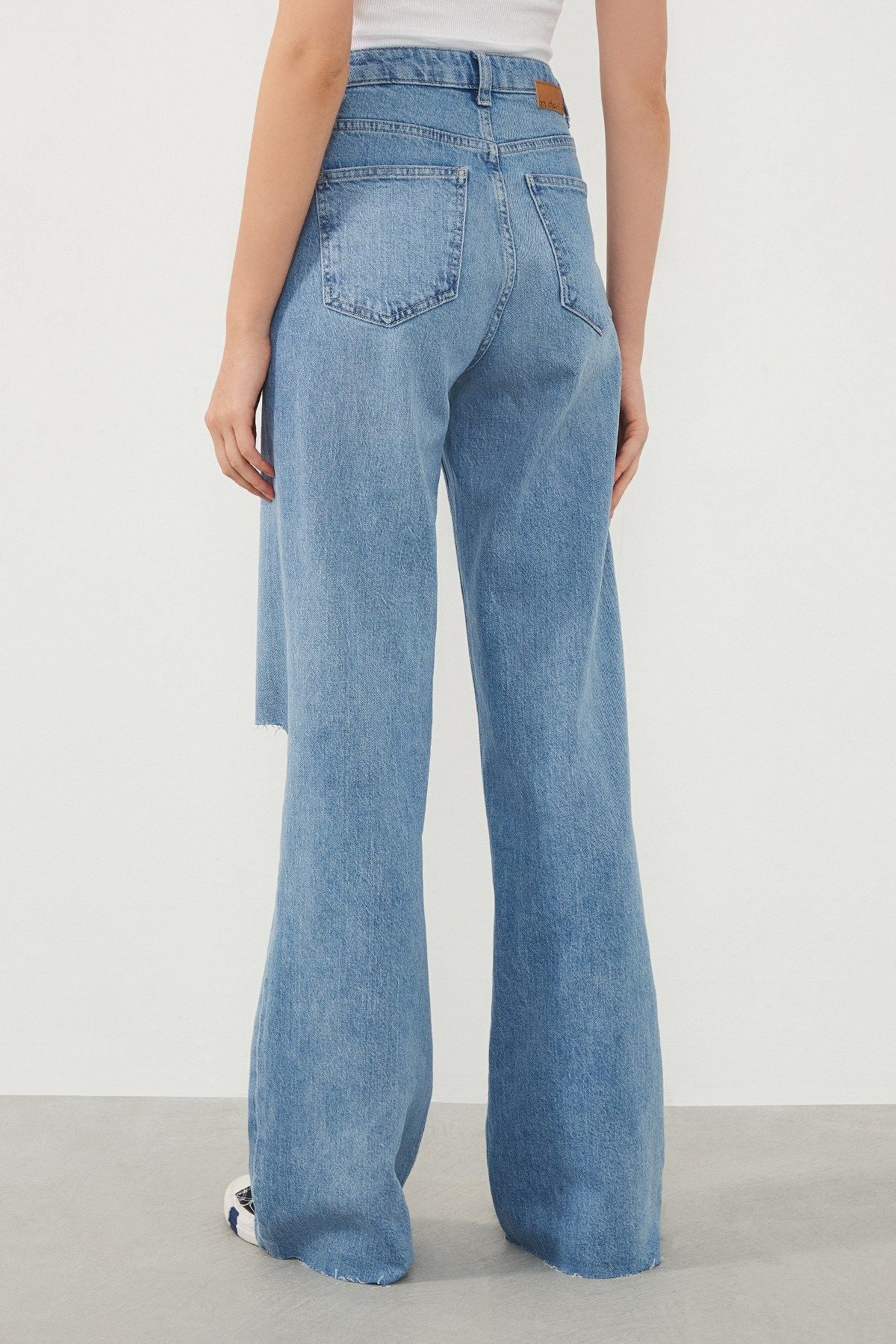 Ra Denim-Odin Wide Leg Fit Blue Destroyed Women’s Jeans-4