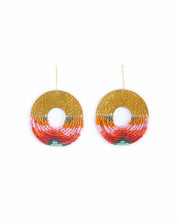 Mayana Designs Lilac Circle Fringe Earrings with hammered brass accent and delicate beadwork