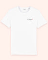 Vfelder White Organic Cotton-Jersey T-shirt with hand-embroidered text 'A croquer' and a small red heart