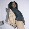 Stylish Woman wearing unisex Jacket in Ash Grey by Crest Clothing