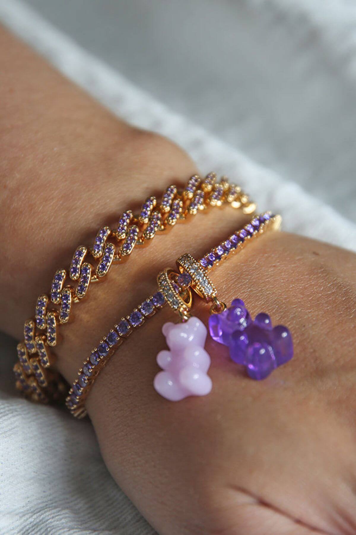 CRYSTAL HAZE - Pave Nostalgia Bear Pendant | Purple