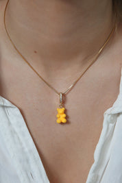 CRYSTAL HAZE - Pave Nostalgia Bear Pendant | Yellow