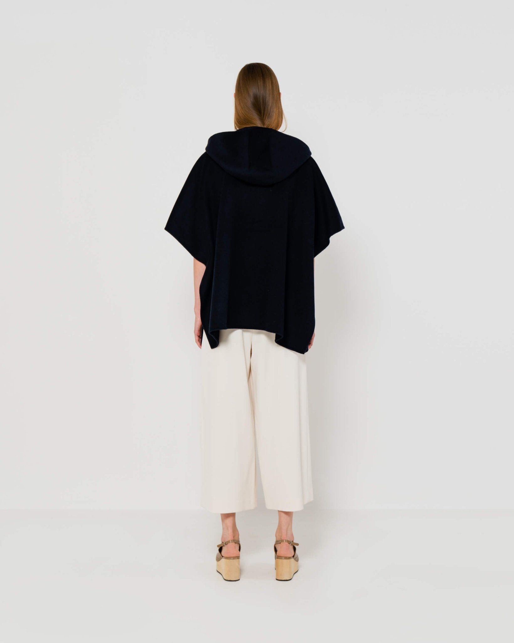 EMIN + PAUL - Cashmere Cape with Hood | Navy Blue