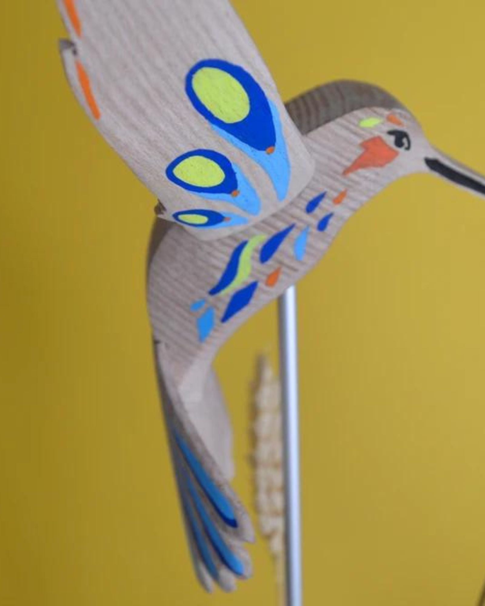 Hummingbird Sculpture from Beaujolais, hand-painted wood