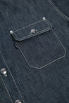 Detail Shot of Chest Patch Pockets with Flaps and signature white stitching.