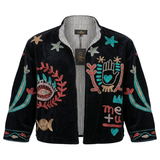 Cofur Veste en velours brodée « Imagine » – Noir