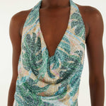 FARM Rio Green Mosaic Sequined One-Piece Swimsuit back view
