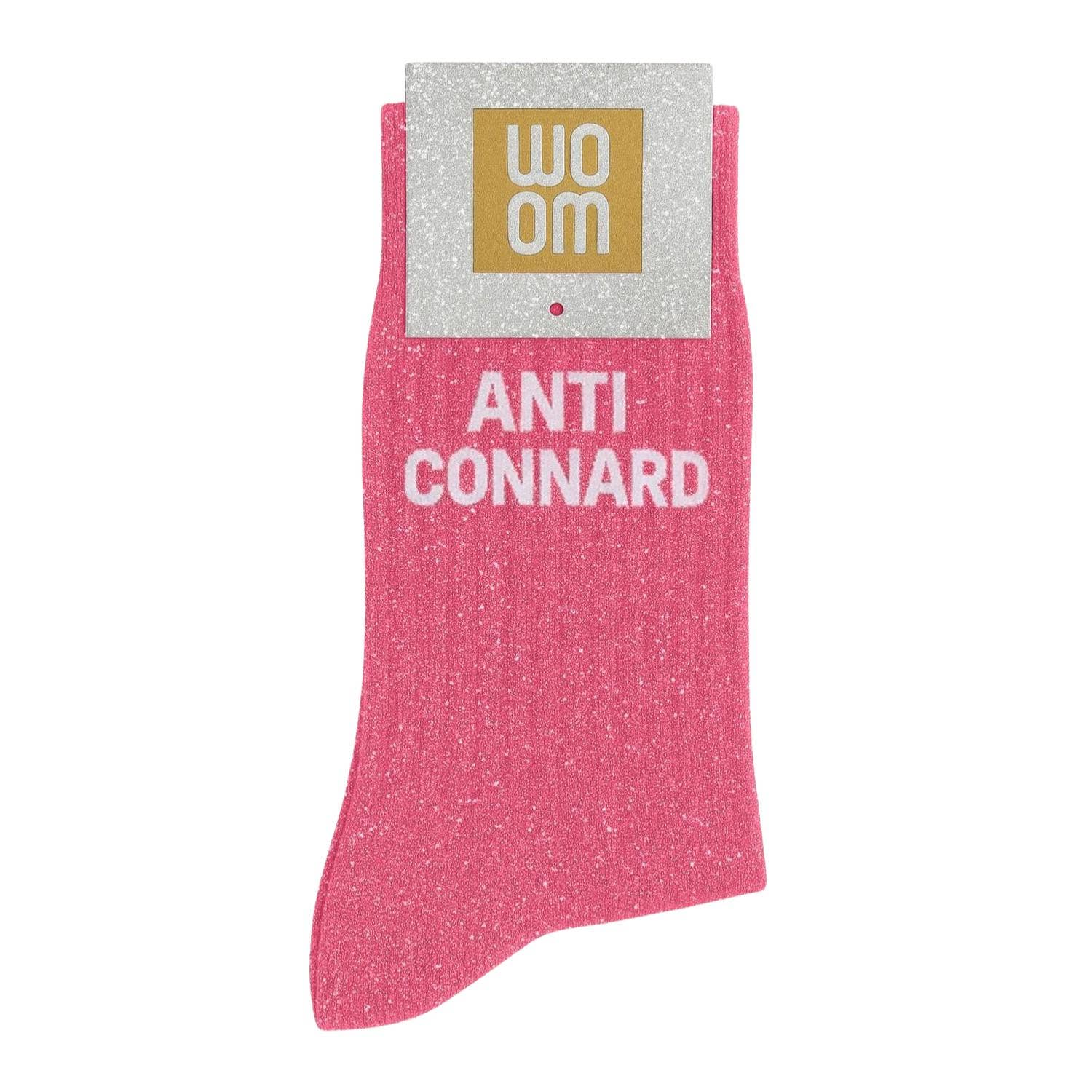 "Anti Asshole" Message Glitter Socks Fuchsia