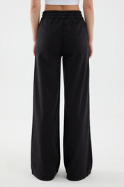 Pantalon en lin noir à coupe large pour femme Derp