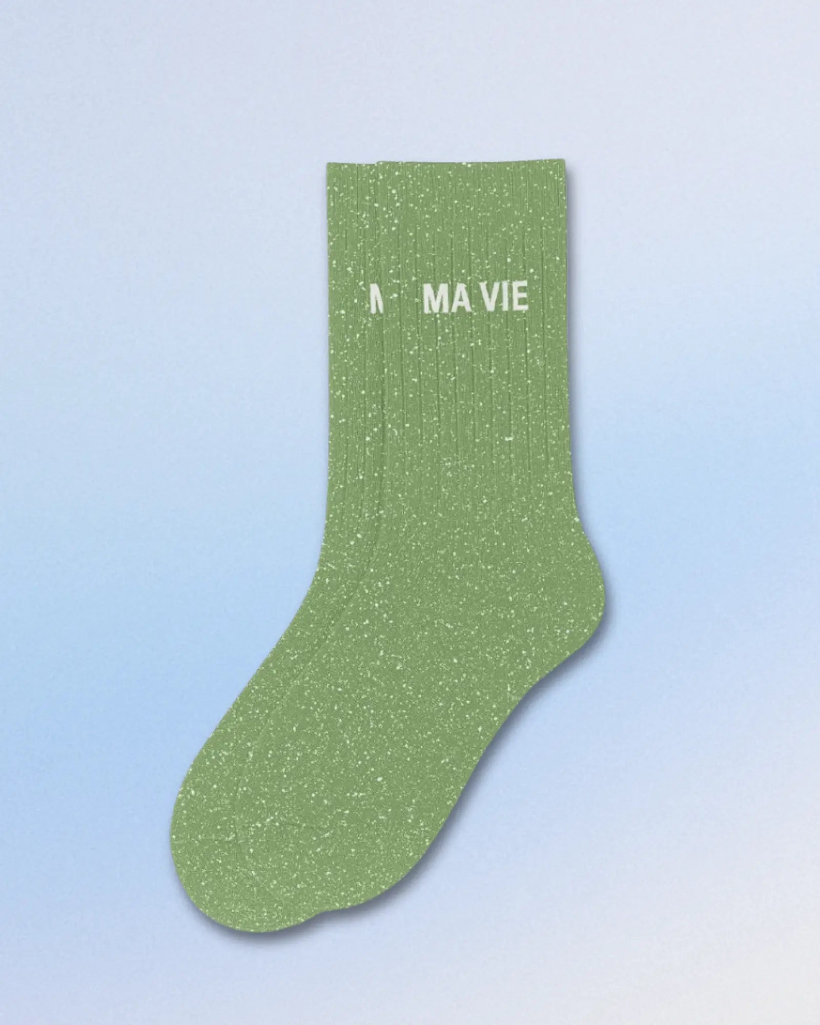 Ma Vie Glitter Message Socks - Almond Green