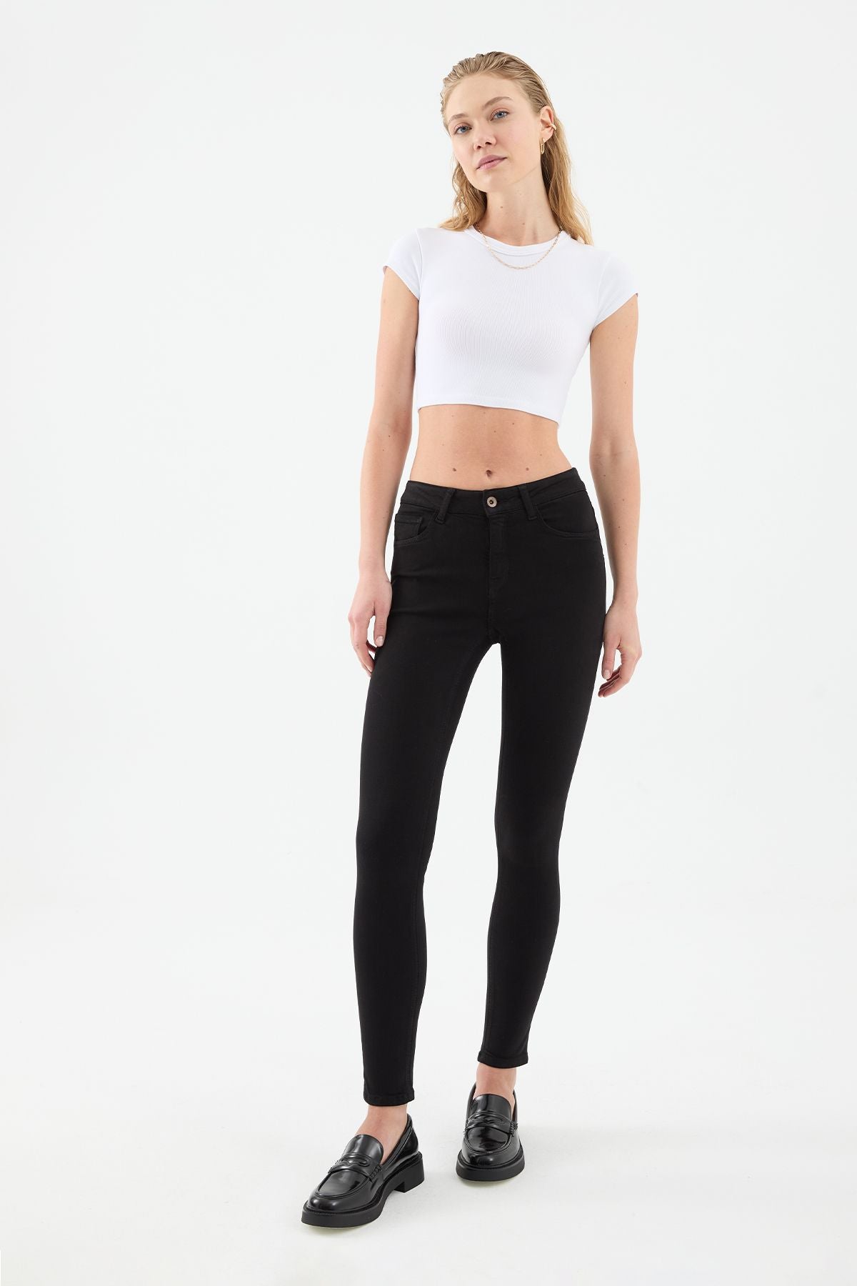 Jean skinny noir pour femme Sira